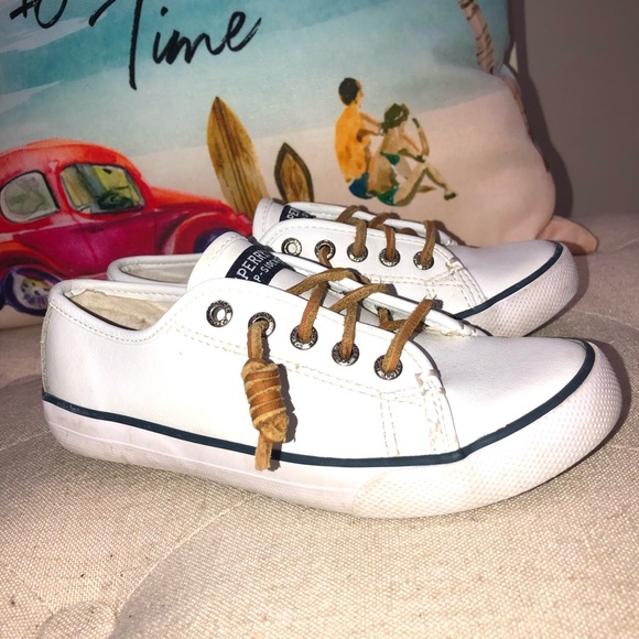 Sperry Top-Sider Seacoast white leather Lace-Up Sneakers Size 13.5 - Picture 5 of 10